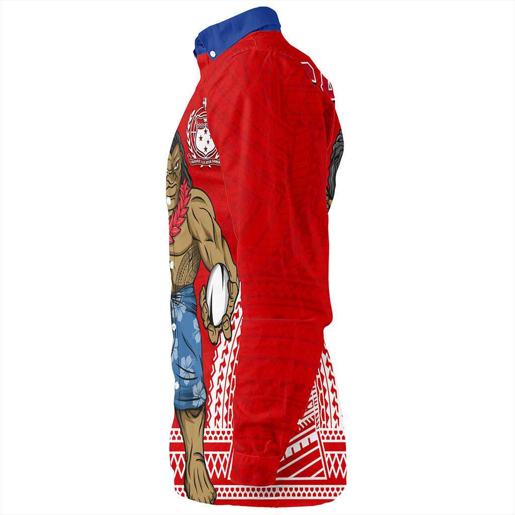 Samoa Long Sleeve Shirt Rugby Flag Tribal Tatau Pattern