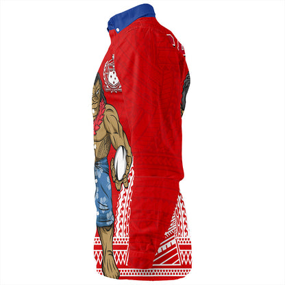Samoa Long Sleeve Shirt Rugby Flag Tribal Tatau Pattern