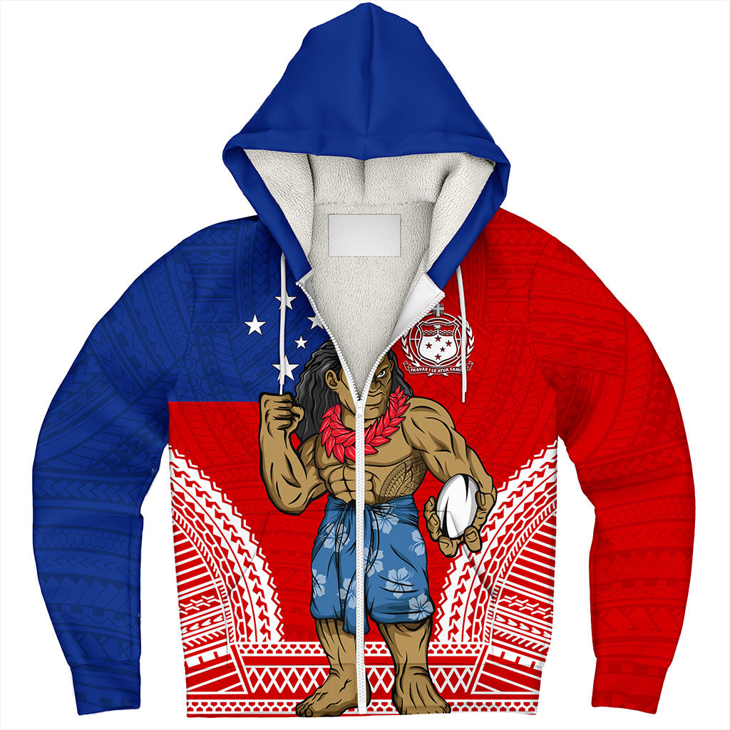 Samoa Sherpa Hoodie Rugby Flag Tribal Tatau Pattern