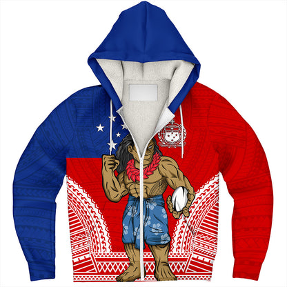 Samoa Sherpa Hoodie Rugby Flag Tribal Tatau Pattern