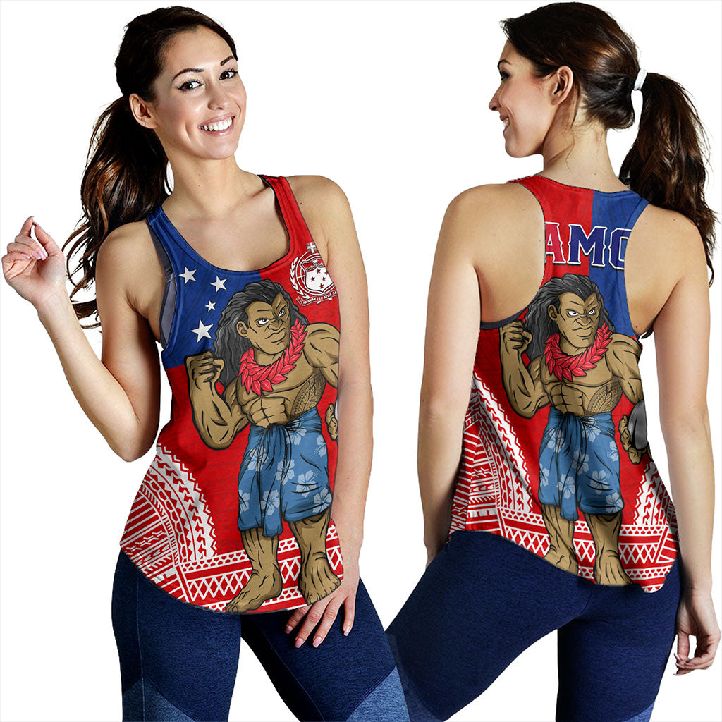 Samoa Women Tank Rugby Flag Tribal Tatau Pattern
