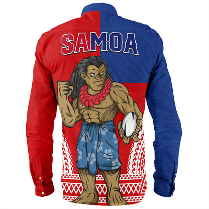 Samoa Long Sleeve Shirt Rugby Flag Tribal Tatau Pattern