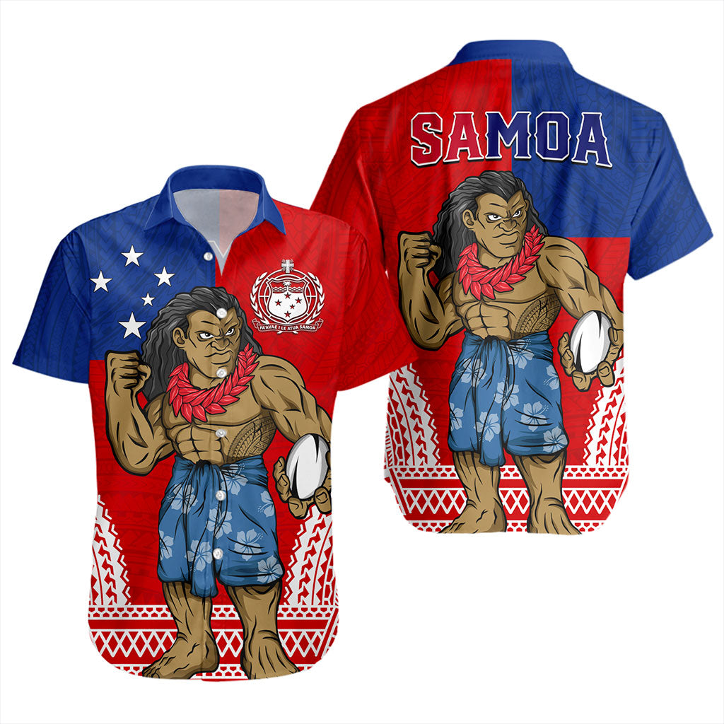 Samoa Short Sleeve Shirt Rugby Flag Tribal Tatau Pattern