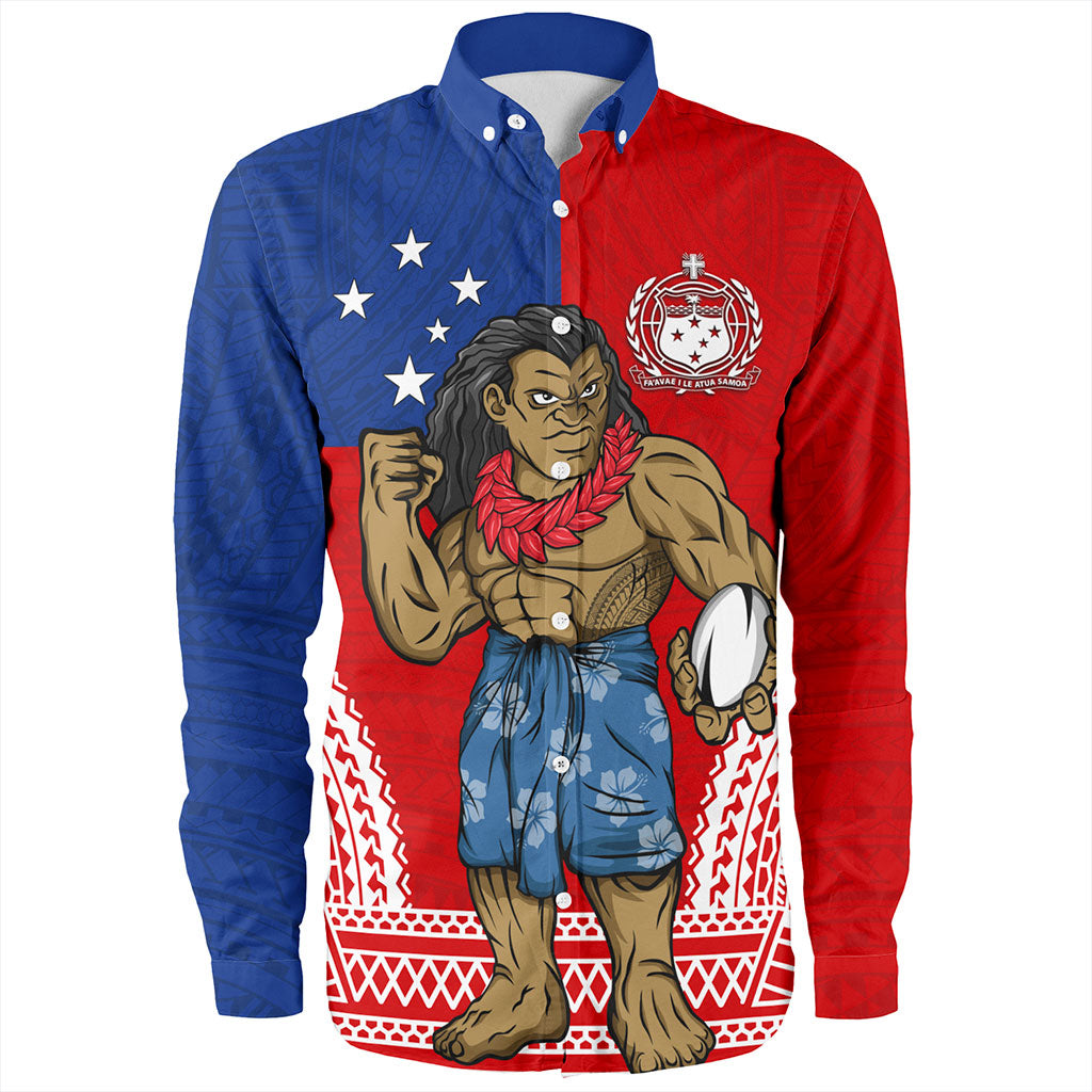 Samoa Long Sleeve Shirt Rugby Flag Tribal Tatau Pattern