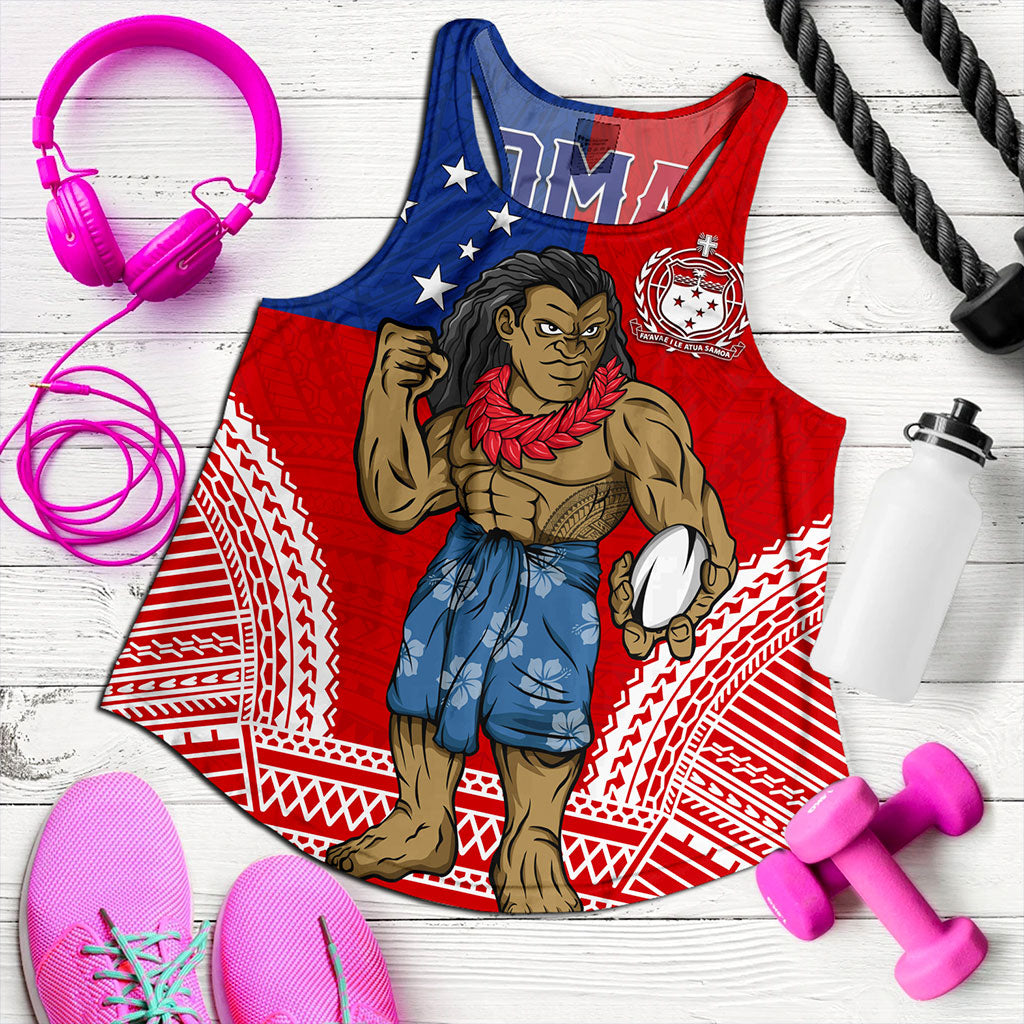 Samoa Women Tank Rugby Flag Tribal Tatau Pattern