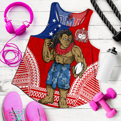 Samoa Women Tank Rugby Flag Tribal Tatau Pattern