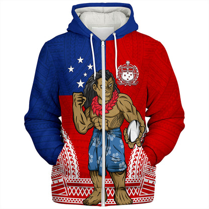 Samoa Sherpa Hoodie Rugby Flag Tribal Tatau Pattern