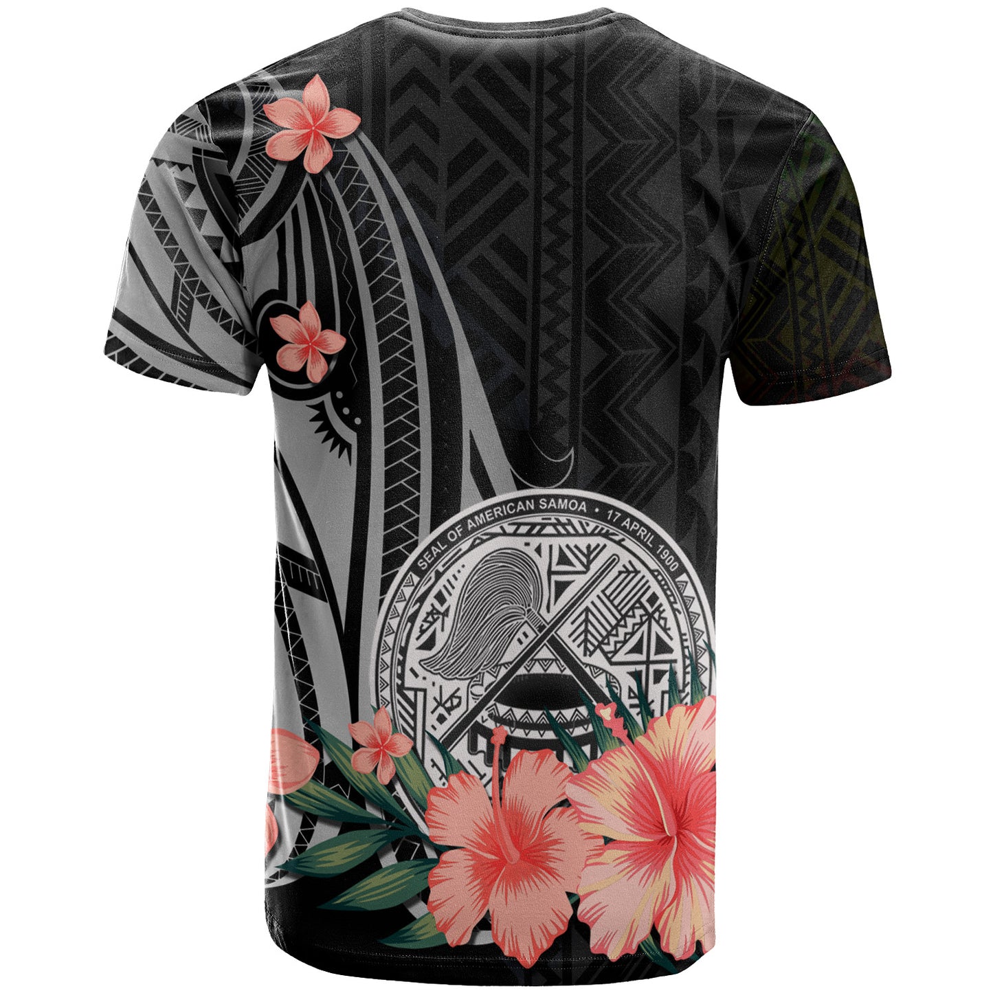 American Samoa Personalised Custom T-Shirt - Polynesian Hibiscus Pattern Style