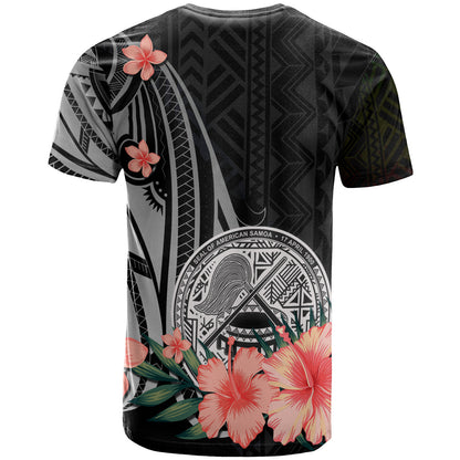 American Samoa Personalised Custom T-Shirt - Polynesian Hibiscus Pattern Style