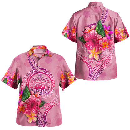 Samoa Combo Short Sleeve Dress And Shirt Floral With Seal Pink