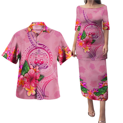 Samoa Combo Puletasi And Shirt Floral With Seal Pink