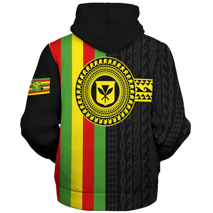 Hawaii Sherpa Hoodie Kanaka Maoli Flag Polynesian