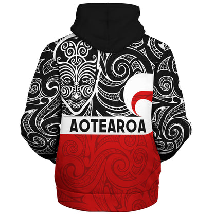 New Zealand Sherpa Hoodie Aotearoa Maori Haka Face