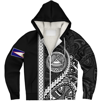 American Samoa Sherpa Hoodie Samoa Tribal Polynesian Coat Of Arms