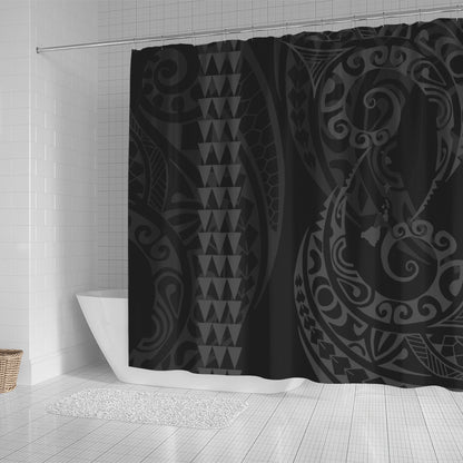 Hawaii Shower Curtain Hawaiian Map Kakau Style Gray