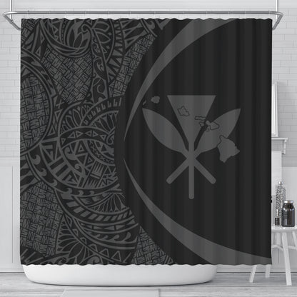 Hawaii Shower Curtain Kanaka Maoli Hawaiian Map Lauhala Gray Circle