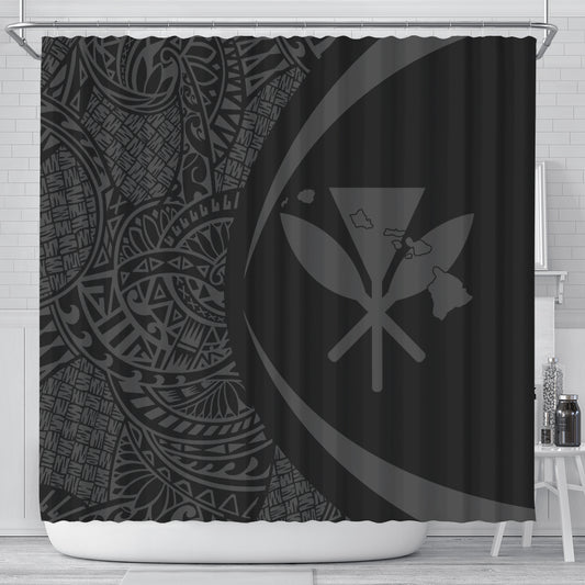 Hawaii Shower Curtain Kanaka Maoli Hawaiian Map Lauhala Gray Circle