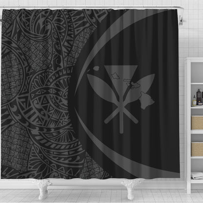 Hawaii Shower Curtain Kanaka Maoli Hawaiian Map Lauhala Gray Circle