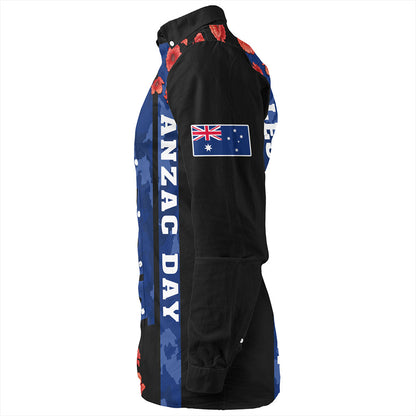 New Zealand Long Sleeve Shirt Anzac Day Lest We Forget Military Camouflage Simple Style