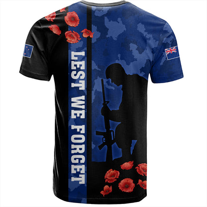 New Zealand T-Shirt Anzac Day Lest We Forget Military Camouflage Simple Style