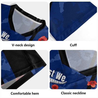 New Zealand Rugby Jersey Anzac Day Lest We Forget Military Camouflage Simple Style