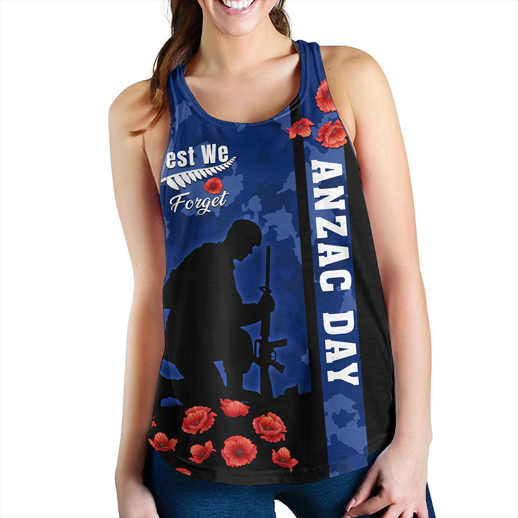 New Zealand Women Tank Anzac Day Lest We Forget Military Camouflage Simple Style