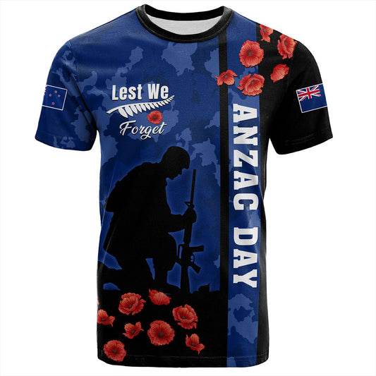 New Zealand T-Shirt Anzac Day Lest We Forget Military Camouflage Simple Style