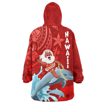 Hawaii Polynesian Christmas Snug Hoodie - Polynesian Santa Christmas Ugly Hawaii Oodie Blanket