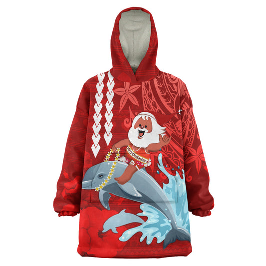 Hawaii Polynesian Christmas Snug Hoodie - Polynesian Santa Christmas Ugly Hawaii Oodie Blanket