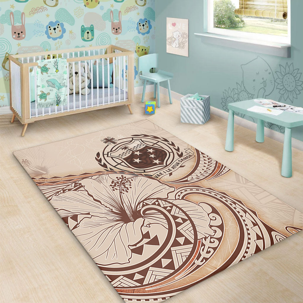 Samoa Area Rug Hibiscus Flower Vintage Style