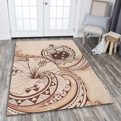 Samoa Area Rug Hibiscus Flower Vintage Style