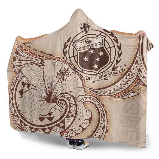 Samoa Hooded Blanket Hibiscus Flower Vintage Style