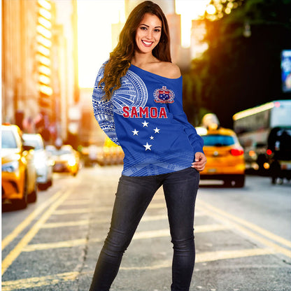 Samoa Off Shoulder Sweatshirt Coat Of Arms Tattoo Roman Reigns