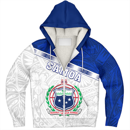 Samoa Sherpa Hoodie Coat Of Arms Tribal