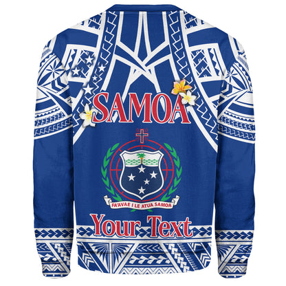 Samoa Custom Personalised Sweatshirt Polynesian Plumeria Flowers Mix Tribal Patterns