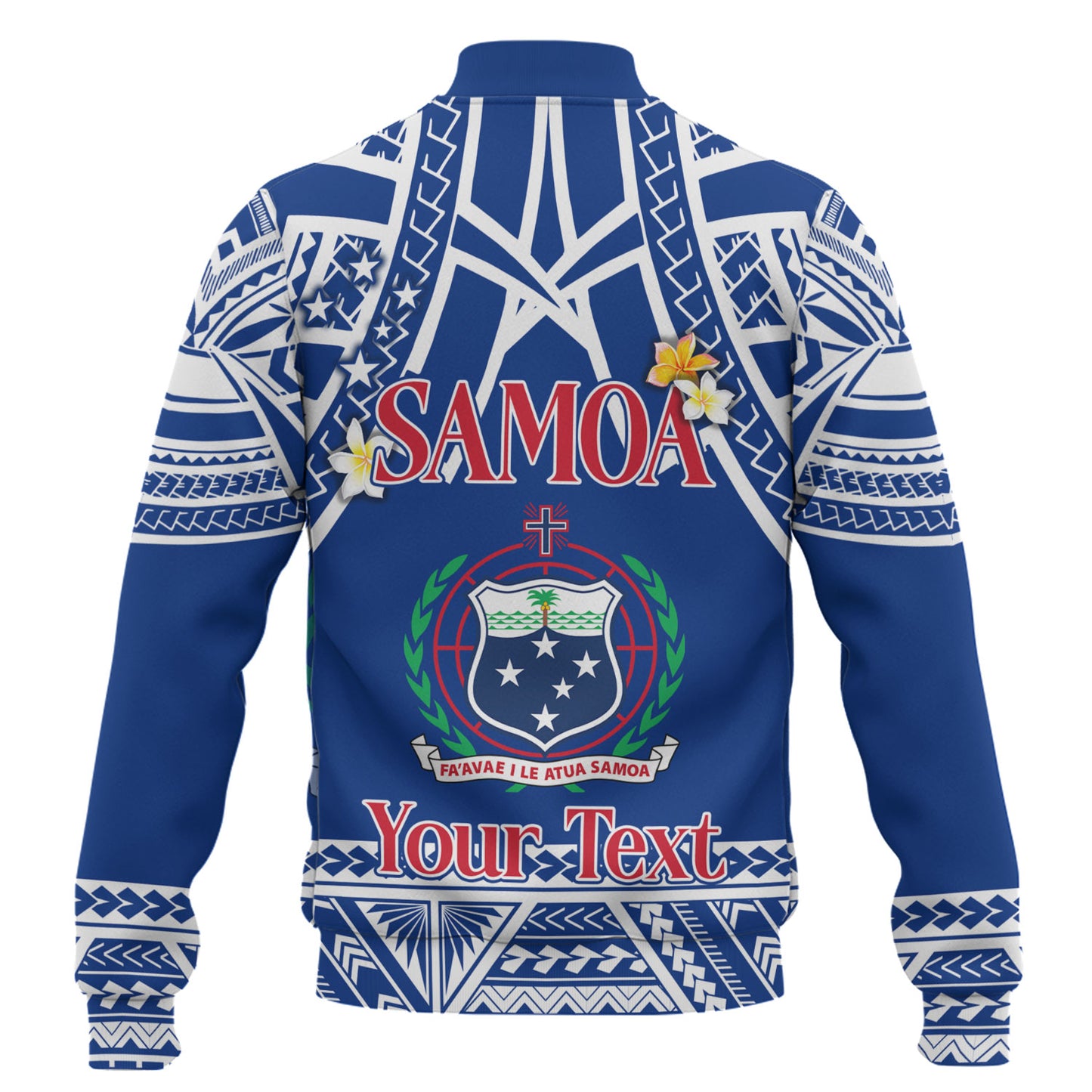 Samoa Custom Personalised Baseball Jacket Polynesian Plumeria Flowers Mix Tribal Patterns
