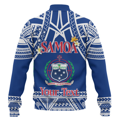 Samoa Custom Personalised Baseball Jacket Polynesian Plumeria Flowers Mix Tribal Patterns