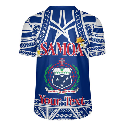 Samoa Custom Personalised Rugby Jersey Polynesian Plumeria Flowers Mix Tribal Patterns