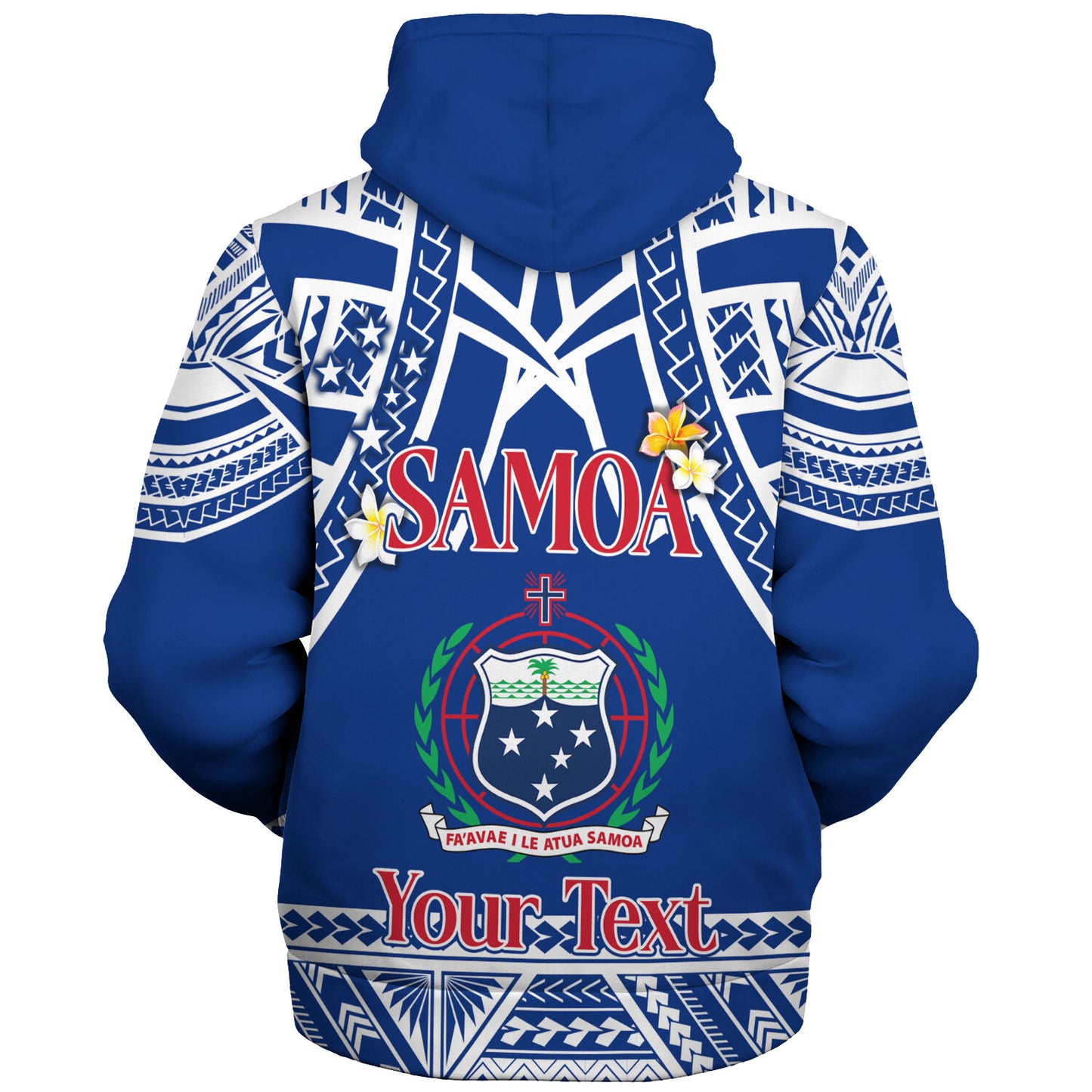 Samoa Custom Personalised Sherpa Hoodie Polynesian Plumeria Flowers Mix Tribal Patterns