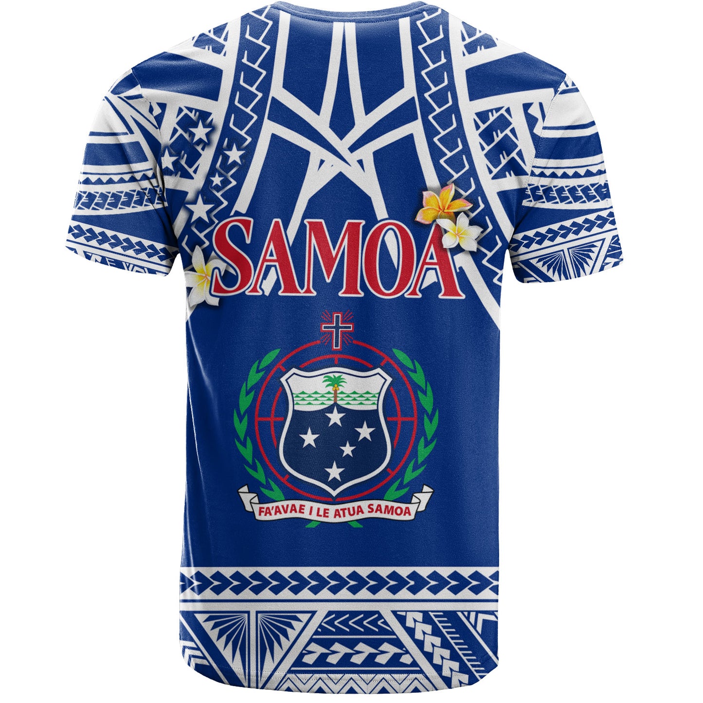 Samoa Custom Personalised T-Shirt Polynesian Plumeria Flowers Mix Tribal Patterns