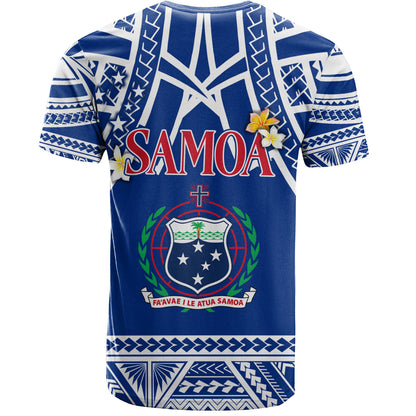 Samoa Custom Personalised T-Shirt Polynesian Plumeria Flowers Mix Tribal Patterns
