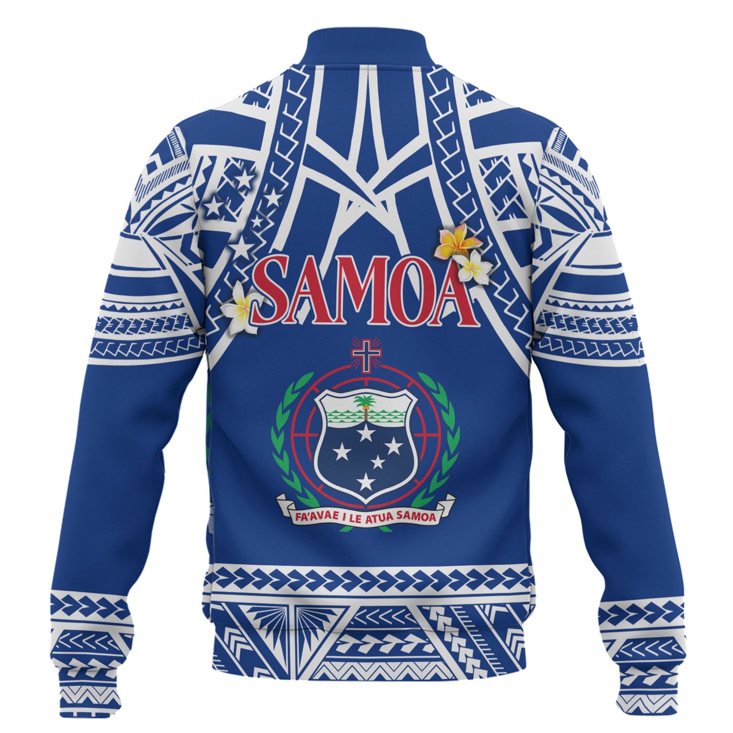 Samoa Custom Personalised Baseball Jacket Polynesian Plumeria Flowers Mix Tribal Patterns