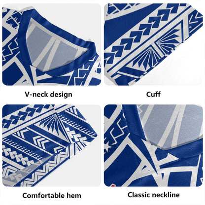Samoa Custom Personalised Rugby Jersey Polynesian Plumeria Flowers Mix Tribal Patterns