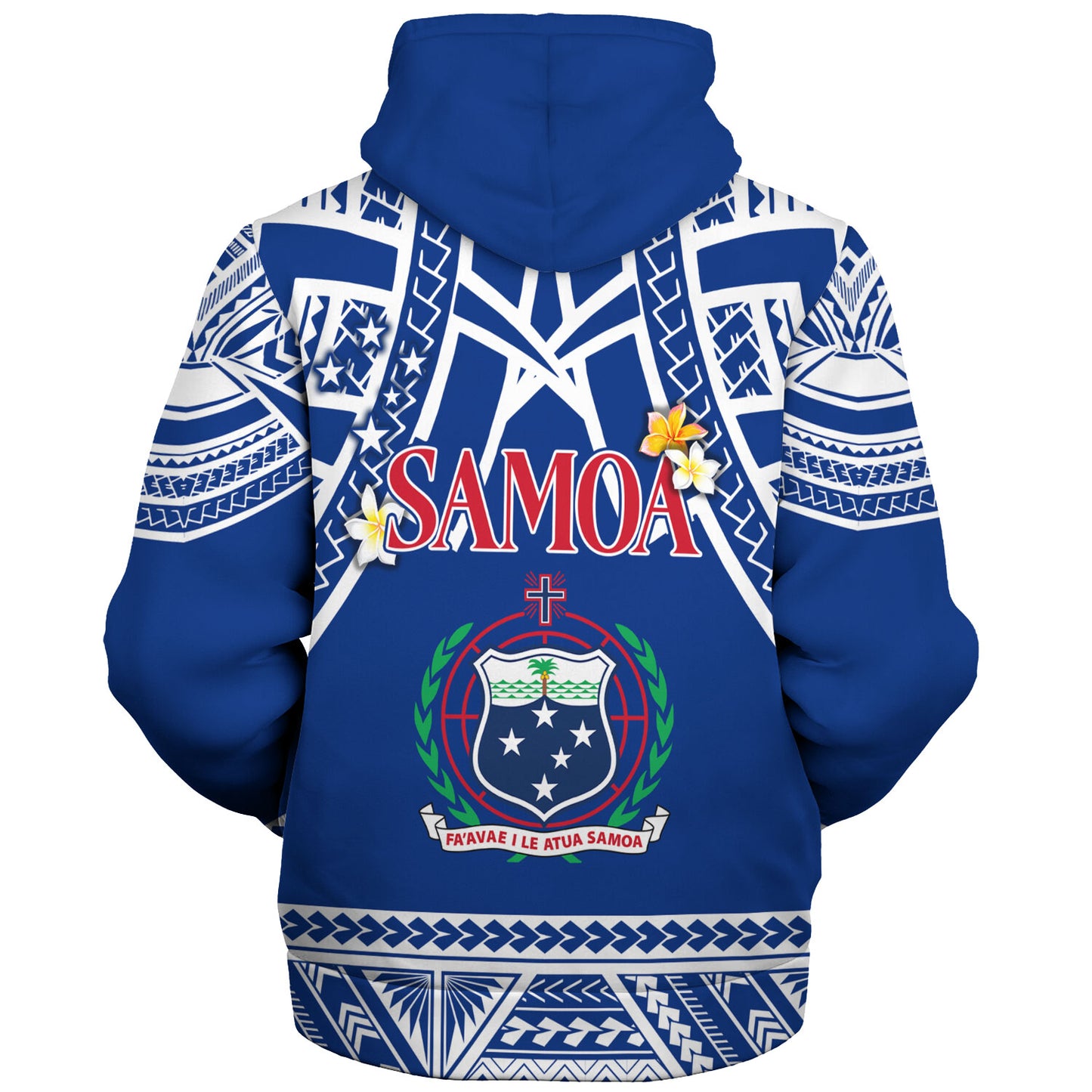 Samoa Custom Personalised Sherpa Hoodie Polynesian Plumeria Flowers Mix Tribal Patterns