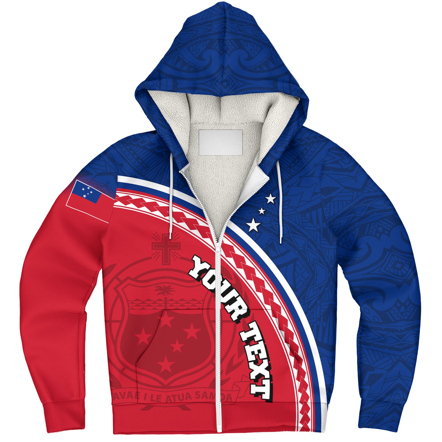 Samoa Custom Personalised Sherpa Hoodie Polynesian Tribal Patterns Curve Style