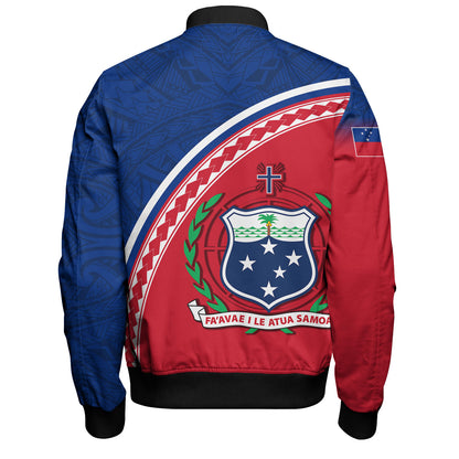 Samoa Custom Personalised Bomber Jacket Polynesian Tribal Patterns Curve Style