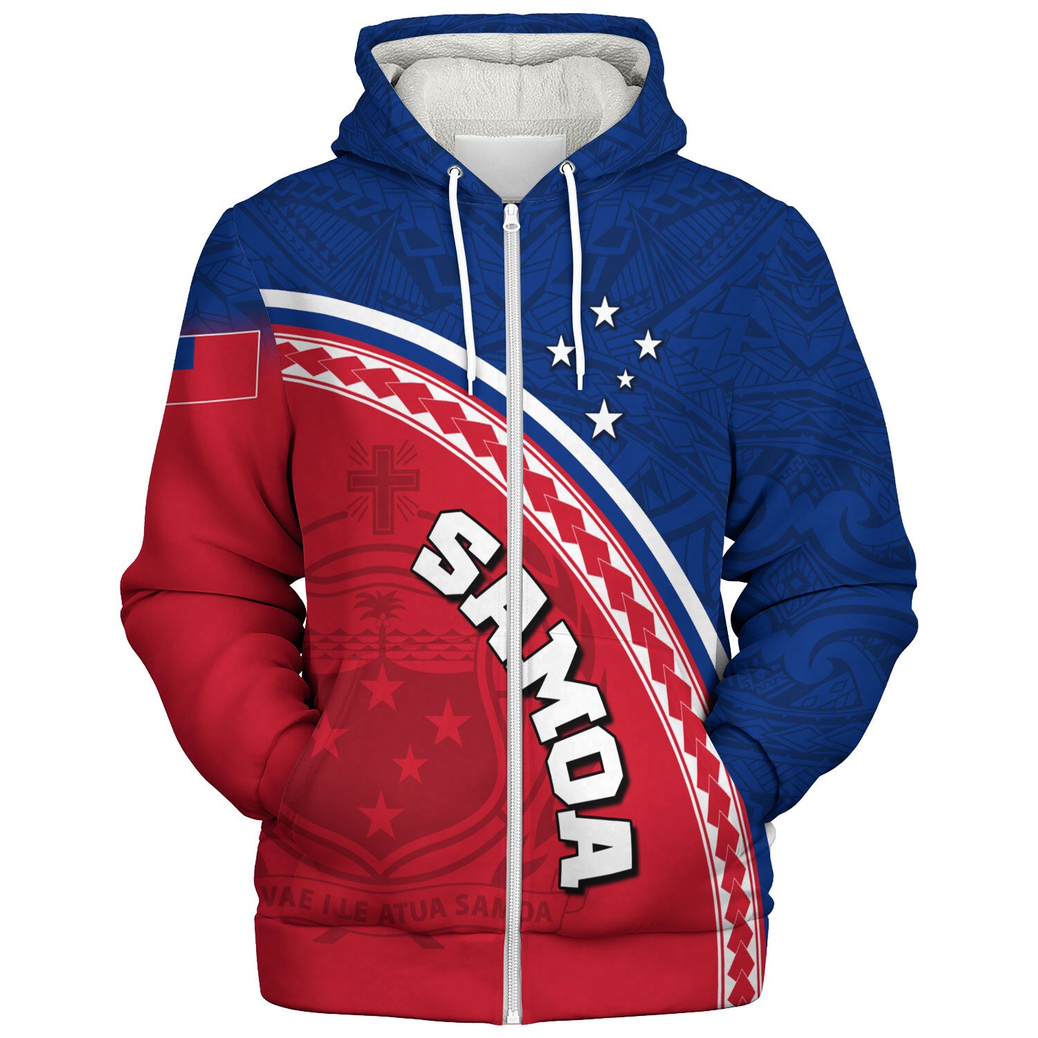 Samoa Custom Personalised Sherpa Hoodie Polynesian Tribal Patterns Curve Style