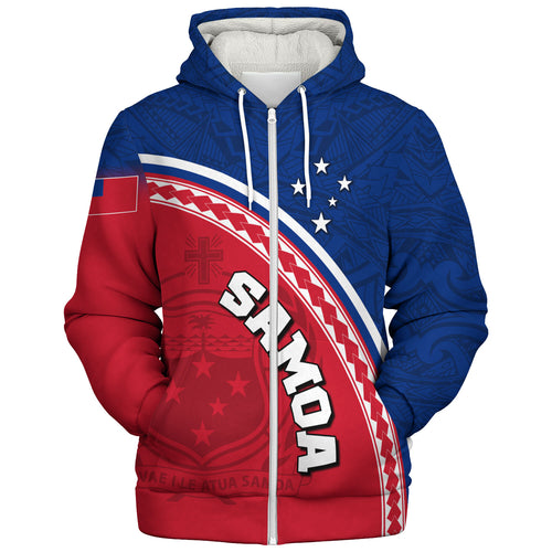 Samoa Custom Personalised Sherpa Hoodie Polynesian Tribal Patterns Curve Style