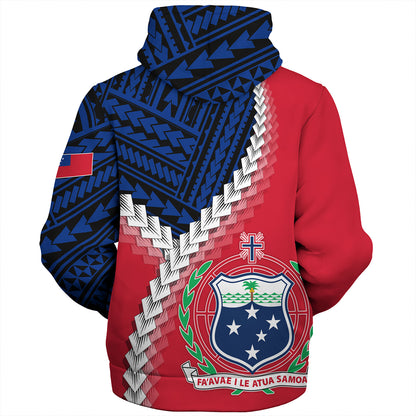 Samoa Sherpa Hoodie Samoa Coat Of Arms With Polynesian Tattoo Flag Style