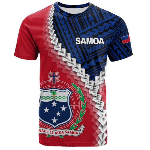 Samoa T-Shirt - Samoa Coat Of Arms With Polynesian Tattoo Flag Style